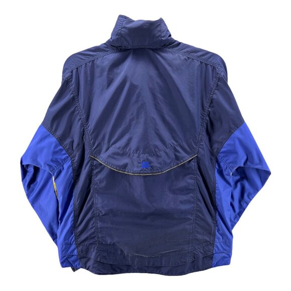 Vintage Womens XL Windbreaker Jacket Hi Lo Blue Multi Hide a Hood Moving Comfort - Picture 2 of 10